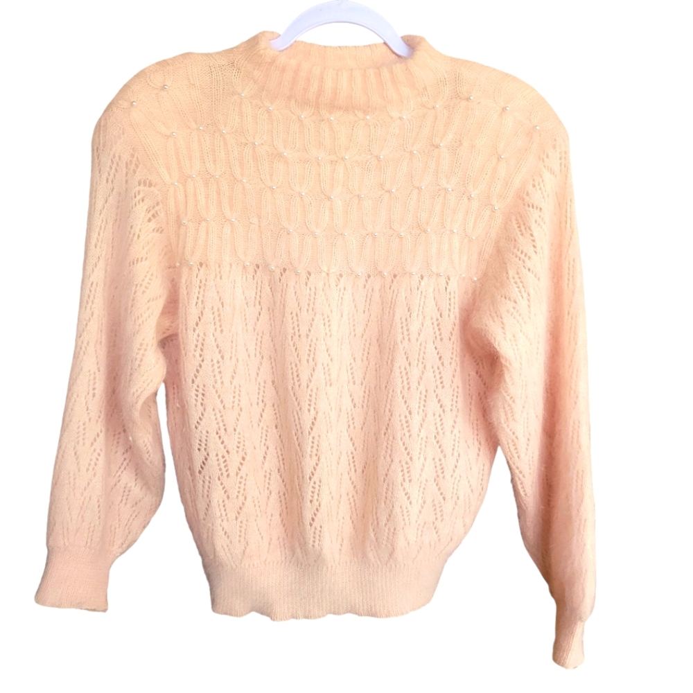 Vintage French Rags Sweater Medium Angora Wool Blend Santa Monica 80's
